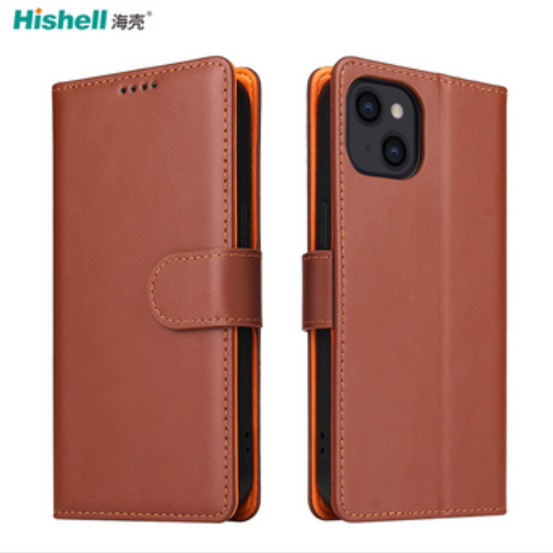 Leather Cell Phone Case iPhone 14 Plus Mobile Phone Cases Multi-color Flip Holder PU Shockproof