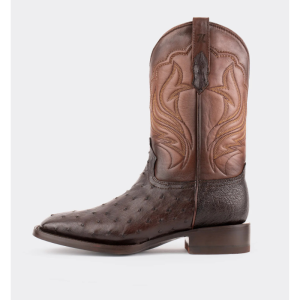 Rodeo Boots with Leather Sole in Genuine Chocolate Ostrich Skin Style 1558