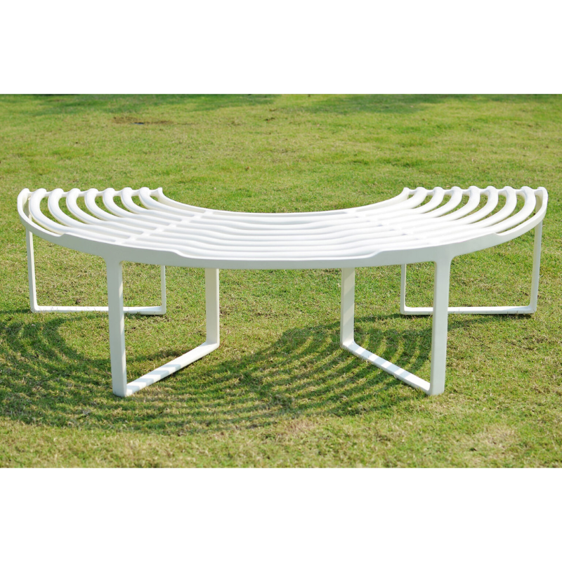 Half Moon Garden Bench (White)