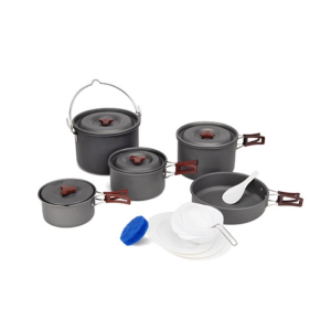 17 Pieces Outdoor Cooking Pots Mess Kit for Family Camping