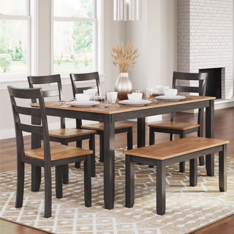 Gesthaven Dining Table and 4 Chairs and Bench