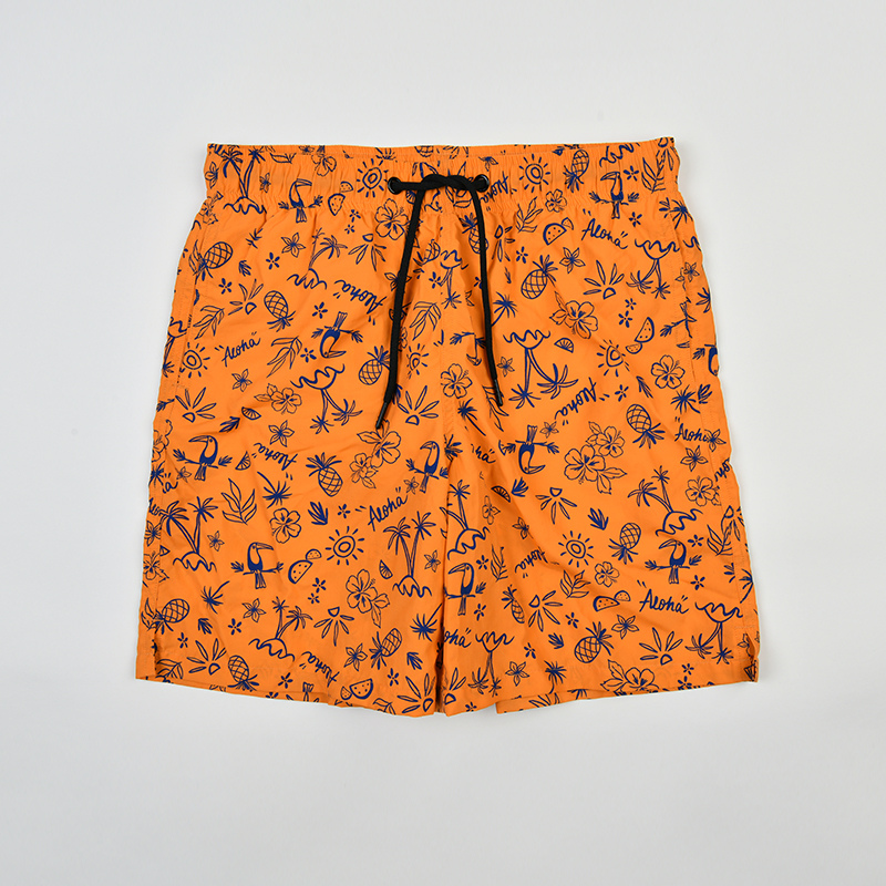 Orange Pienapple Printed Board Shorts
