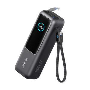 Laptop Power Bank (25K, 165W, Built-In and Retractable Cables)