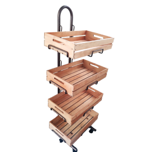 DWD-Antique Copper 4 Tier Retail Display with Natural Ply Wooden C
