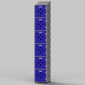 6-Tier Plastic Clothes Locker with Perforated Inspection Doors with Flat or Slanted Top