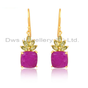 Dyed Ruby Gold Vermeil Earrings